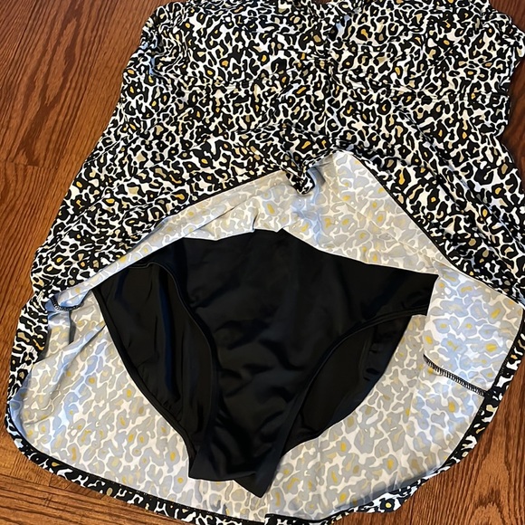 Plus animal / cheetah print swimsuit dress underwire removable pad bra attach 22 - Picture 4 of 12